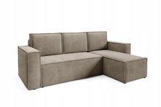 Narożnik CORDA 248x150x93 cm z funkcją spania automatem i pojemnikiem sztruks różowy do salonu - Miniaturka zdjęcia nr 6