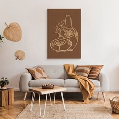 Obraz Na Płótnie Line-Art Abstrakcja Styl Boho Liście Natura 80x120cm - Miniaturka zdjęcia nr 3