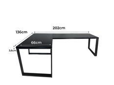 Biurko gamingowe Model 0 narożne czarne LOFT metalowe nogi dla gracza Top 202x66x71cm - Miniaturka zdjęcia nr 2