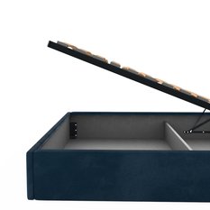 Łóżko tapicerowane 140x200 premium z pojemnikiem do sypialni granatowe wezgłowie 107 cm - Miniaturka zdjęcia nr 13