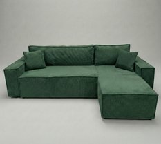 Narożnik Modena 230x52x130 cm z funkcją spania i pojemnikiem sztruks butelkowa zieleń do salonu - Miniaturka zdjęcia nr 2