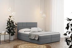 Łóżko BALI 180x200 cm z funkcją przechowywania i materacem do sypialni szare