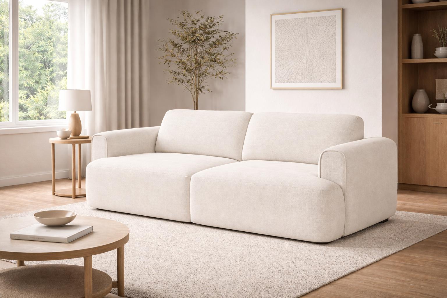 Kanapa z funkcją spania ITALY 253x110x71 cm FLOW trzyosobowa sofa rozkładana kremowa nr. 3