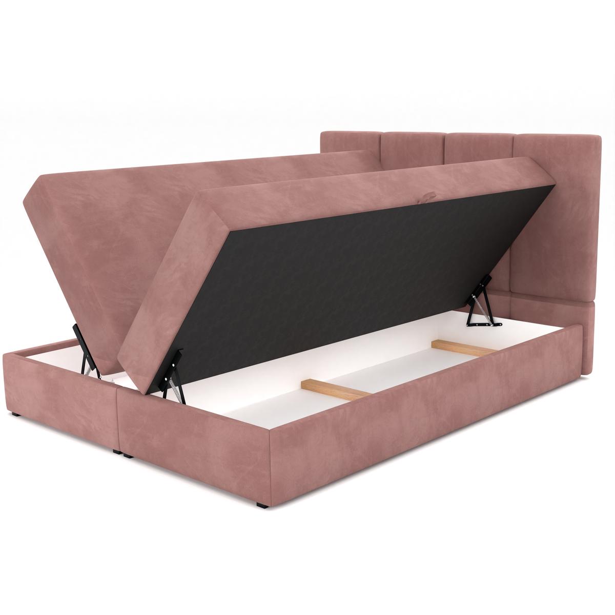 Łóżko kontynentalne 180x200x113 cm tapicerowane podwójne z materacem brudny róż  nr. 12