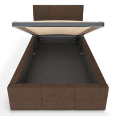 Łóżko Pojedyncze 90x200cm łóżko tapicerowane z pojemnikiem brązowe do sypialni wezgłowie 110 cm - Miniaturka zdjęcia nr 9