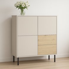 Komoda wysoka LOLA 100x40x115 cm z szufladami do sypialni salonu dąb artisan kaszmir - Miniaturka zdjęcia nr 1