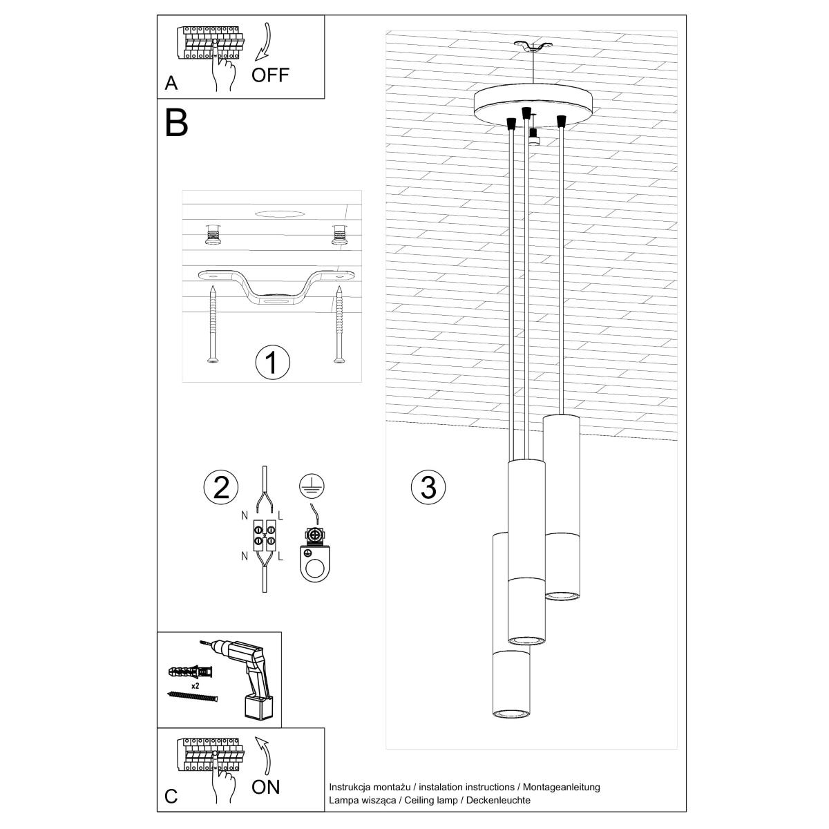 Lampa wisząca LOOPEZ 3P czarny/złoty 90x20x20cm nowoczesna G10 do salonu nr. 5