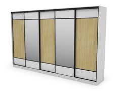 Szafa przesuwna 400x64x244 cm okucia czarne biel jodełka scandi z 2 lustrami - Miniaturka zdjęcia nr 5