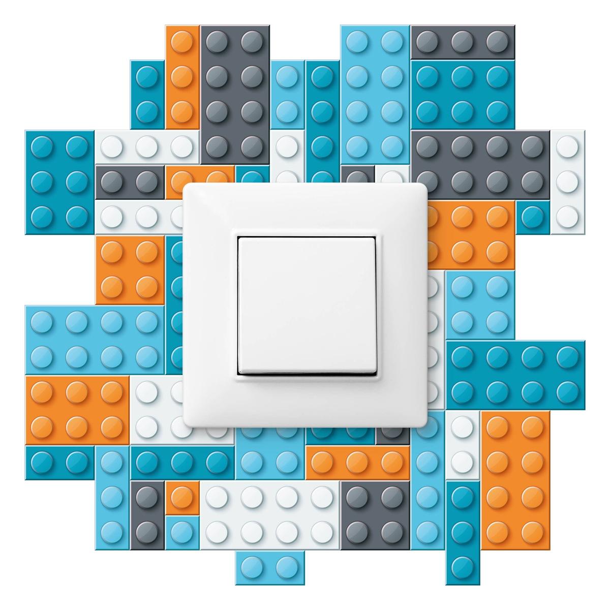 Naklejka Pod Włącznik Kontakt Kolorowe 20x20 Klocki Lego Do Pokoju Chłopca