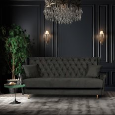 Kanapa z funkcją spania GAJA 212x95x93 cm uszak rozkładana wersalka pikowana z poduszkami AURA czarny - Miniaturka zdjęcia nr 2