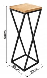 Kwietnik 50x20 cm do salonu sypialni stojak  metal deska dąb prawdziwe drewno i stal czarny - Miniaturka zdjęcia nr 4