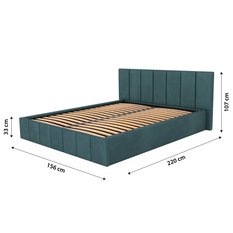 Łóżko tapicerowane 140x200 premium z pojemnikiem do sypialni turkusowe wezgłowie 107 cm - Miniaturka zdjęcia nr 3