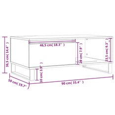 Stolik kawowy 90x50x36,5 cm z praktyczną szufladą i półką brązowy dąb do salonu - Miniaturka zdjęcia nr 12