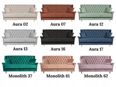 Kanapa z funkcją spania GAJA 212x95x93 cm uszak rozkładana wersalka pikowana z poduszkami AURA czarny - Miniaturka zdjęcia nr 6