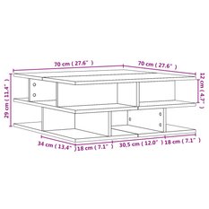 Stolik kawowy 70x70x29 cm z przestronnymi półkami dąb sonoma do salonu - Miniaturka zdjęcia nr 10