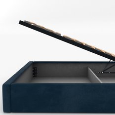 Łóżko Pojedyncze 90x200cm łóżko tapicerowane z pojemnikiem granatowe do sypialni wezgłowie 110 cm - Miniaturka zdjęcia nr 10