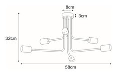 Lampa sufitowa K-3891 SKADI 58x32x58 cm do salonu lub pokoju czarny - Miniaturka zdjęcia nr 4