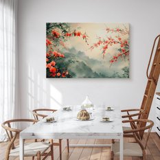 Obraz Na Płótnie Czerwone Kwiaty Wzgórze Styl Japoński 120x80 Dekoracja do Salonu - Miniaturka zdjęcia nr 4