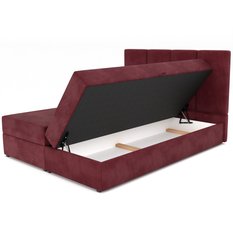 Łóżko kontynentalne 140x200x113 cm tapicerowane podwójne z materacem bordowe - Miniaturka zdjęcia nr 11