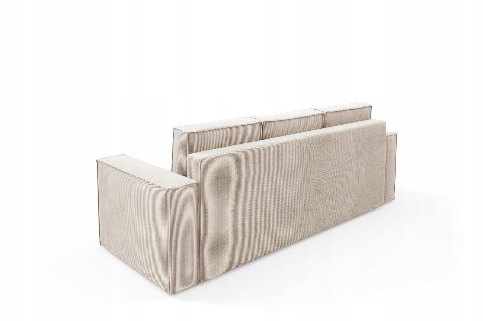 Kanapa 248x96x93 cm sofa z funkcją spania automat i pojemnik sztruks beżowa do salonu nr. 5