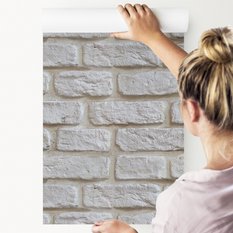Tapeta W Rolce Białe Postarzane CEGŁY Mur Wzór 3D  - Miniaturka zdjęcia nr 5