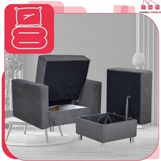 Fotel rozkładany z podnóżkiem Alicja grafit popiel - Miniaturka zdjęcia nr 6