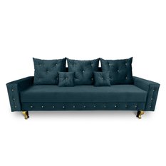 Kanapa PERIA glamour 230x95x85 cm z funkcją spania i przechowywania kryształki welur butelkowa zieleń do salonu - Miniaturka zdjęcia nr 2