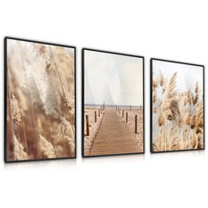 Zestaw 3X Plakat W Ramie Trawa Pampasowa Plaża Może Styl Boho Natura 60x80cm - Miniaturka zdjęcia nr 1