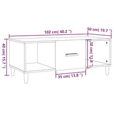 Stolik kawowy 102x50x40 cm z praktyczną szufladą i 2 przegrodami szarość betonu do salonu - Miniaturka zdjęcia nr 10