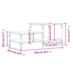 Stolik kawowy 100x50,5x45 cm z przestronnymi półkami przydymiony dąb do salonu - Miniaturka zdjęcia nr 9