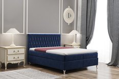 Łóżko z pojemnikiem i materacem Kate niebieskie 160x200 cm