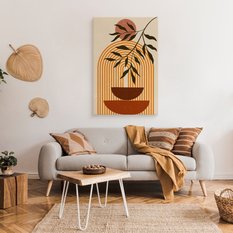 Obraz Do Sypialni Japońskie Naczynia Styl Boho Liście Natura 80x120cm - Miniaturka zdjęcia nr 3