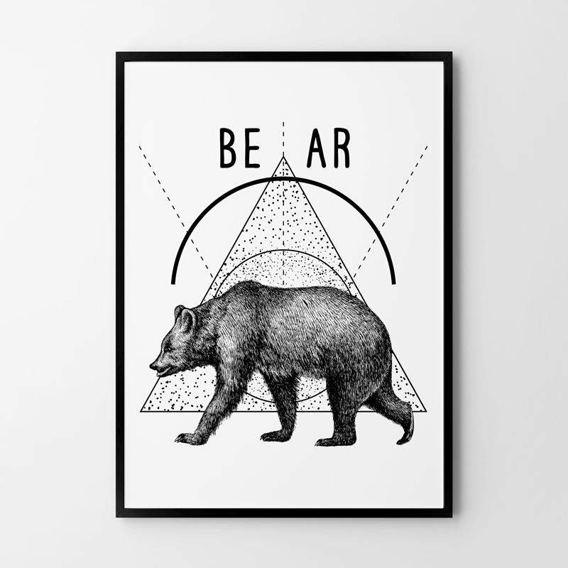 Plakat niedźwiedź geometria 30x40 cm dekoracja ścienna bez ram  nr. 1