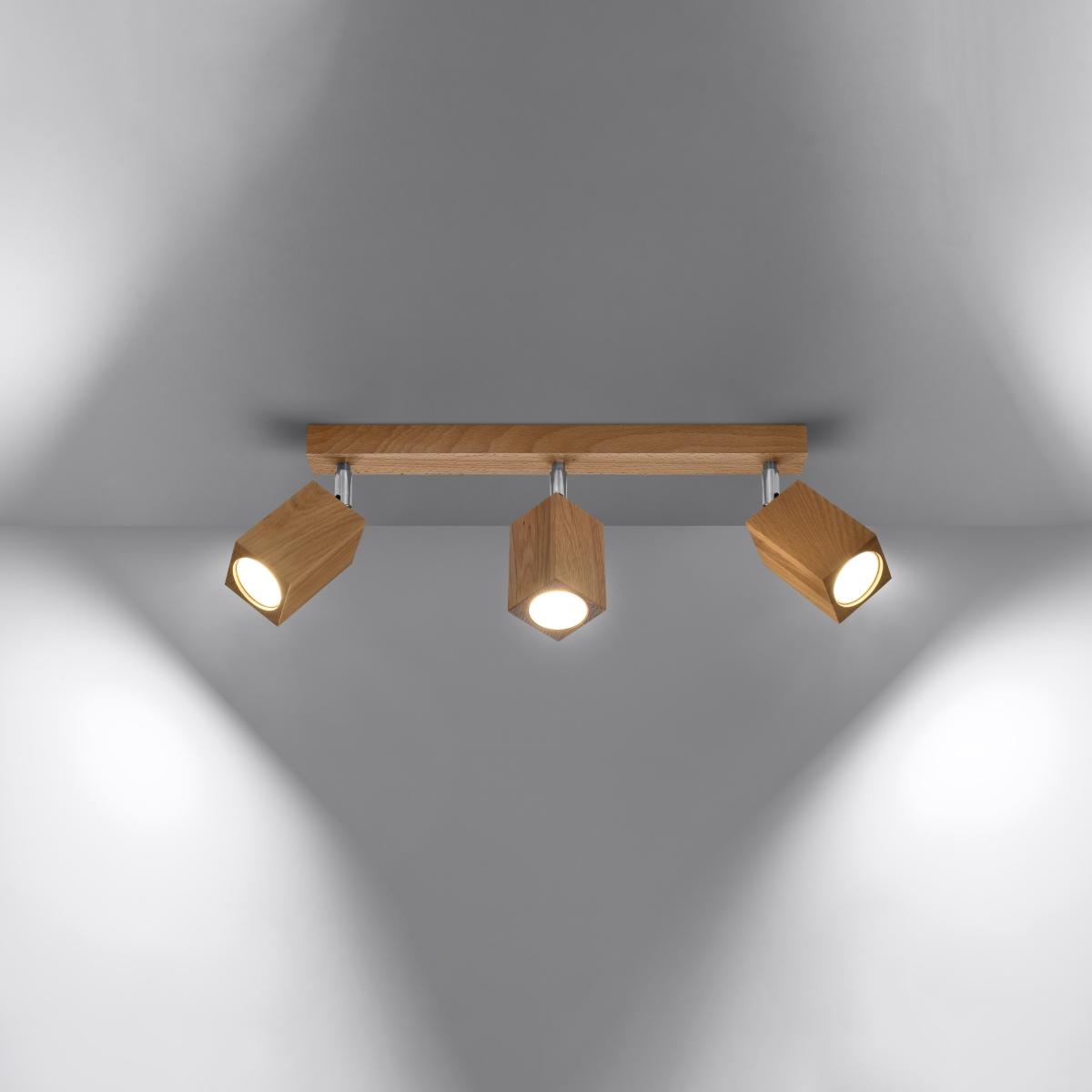 Plafon KEKE 3 dąb 20x5x45cm nowoczesna lampa GU10 do salonu  nr. 3