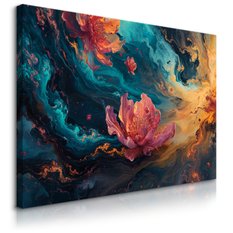 Obraz Do Salonu Kwiaty Abstrakcja Nowoczesny Wzór Glamour 120x80cm - Miniaturka zdjęcia nr 1