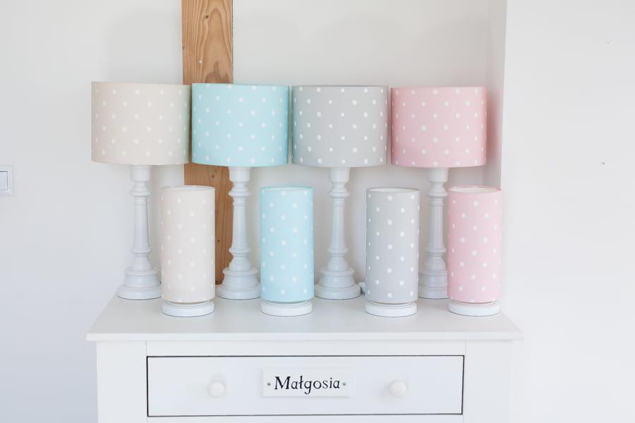 Lampka nocna Lovely Dots 13x32 cm abażur do pokoju dziecięcego miętowa w kropki drewno olejowane nr. 3