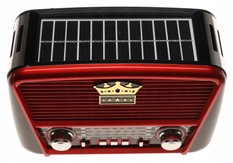 Radio przenośne 21x15x9 cm RETRO z funkcją bluetooth  USB z latarką  ładowany solarnie  - Miniaturka zdjęcia nr 5