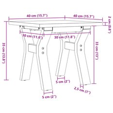 Stolik kawowy 40x40x35 cm z nogami w kształcie litery Y z blatem z drewna sosnowego do salonu - Miniaturka zdjęcia nr 10