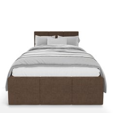 Łóżko Pojedyncze 90x200cm łóżko tapicerowane z pojemnikiem brązowe wezgłowie 88 cm - Miniaturka zdjęcia nr 6