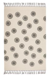 Dywan dziecięcy Wełniany Happy Rings Grey Dots 160x230 cm do pokoju dziecięcego kremowy w kółka