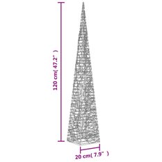 Choinka stożkowa z lampek, 60 LED, ciepła biel, 120 cm, akryl - Miniaturka zdjęcia nr 10