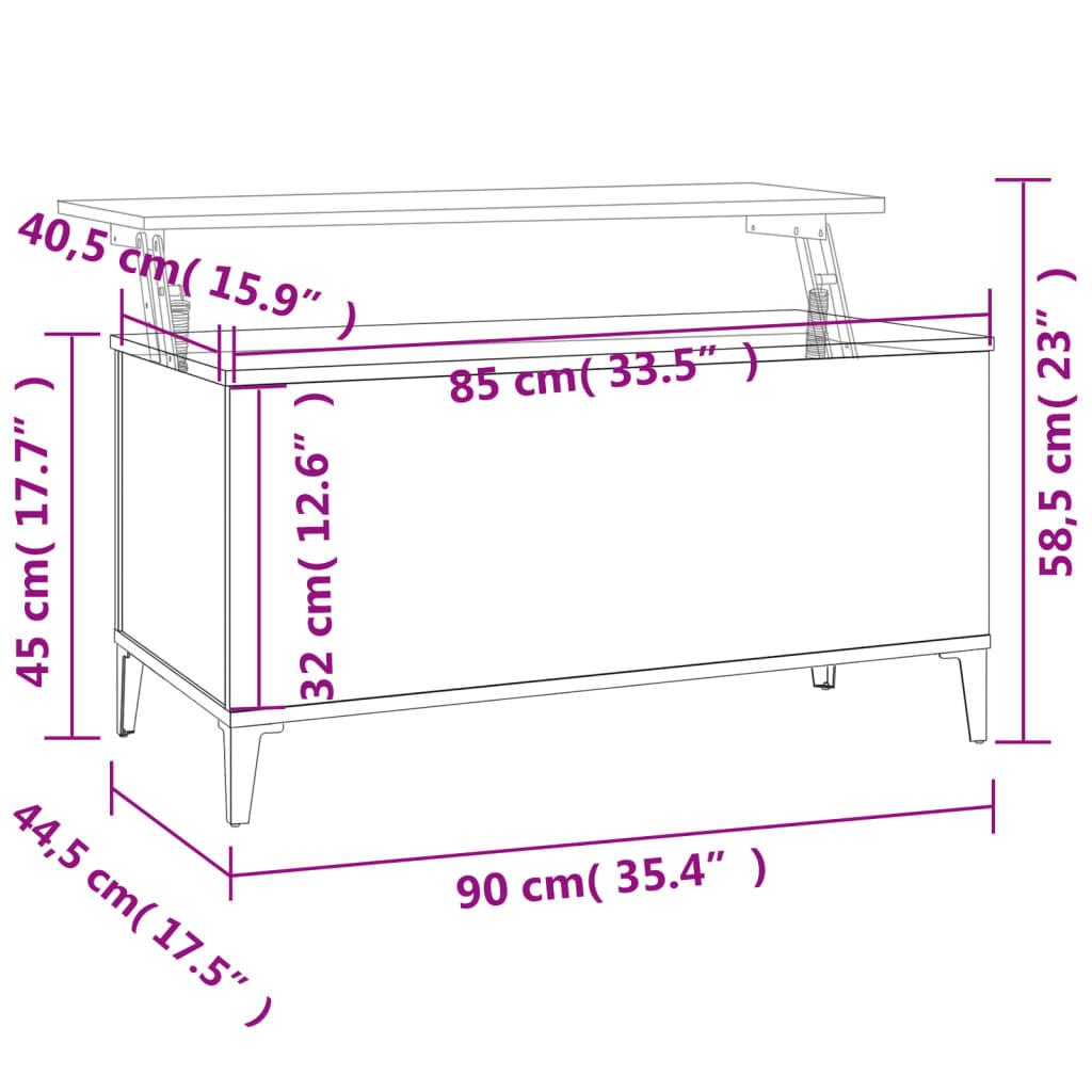 Stolik kawowy 90x44,5x45 cm z rozkładanym blatem ze schowkiem czarny  do salonu nr. 10