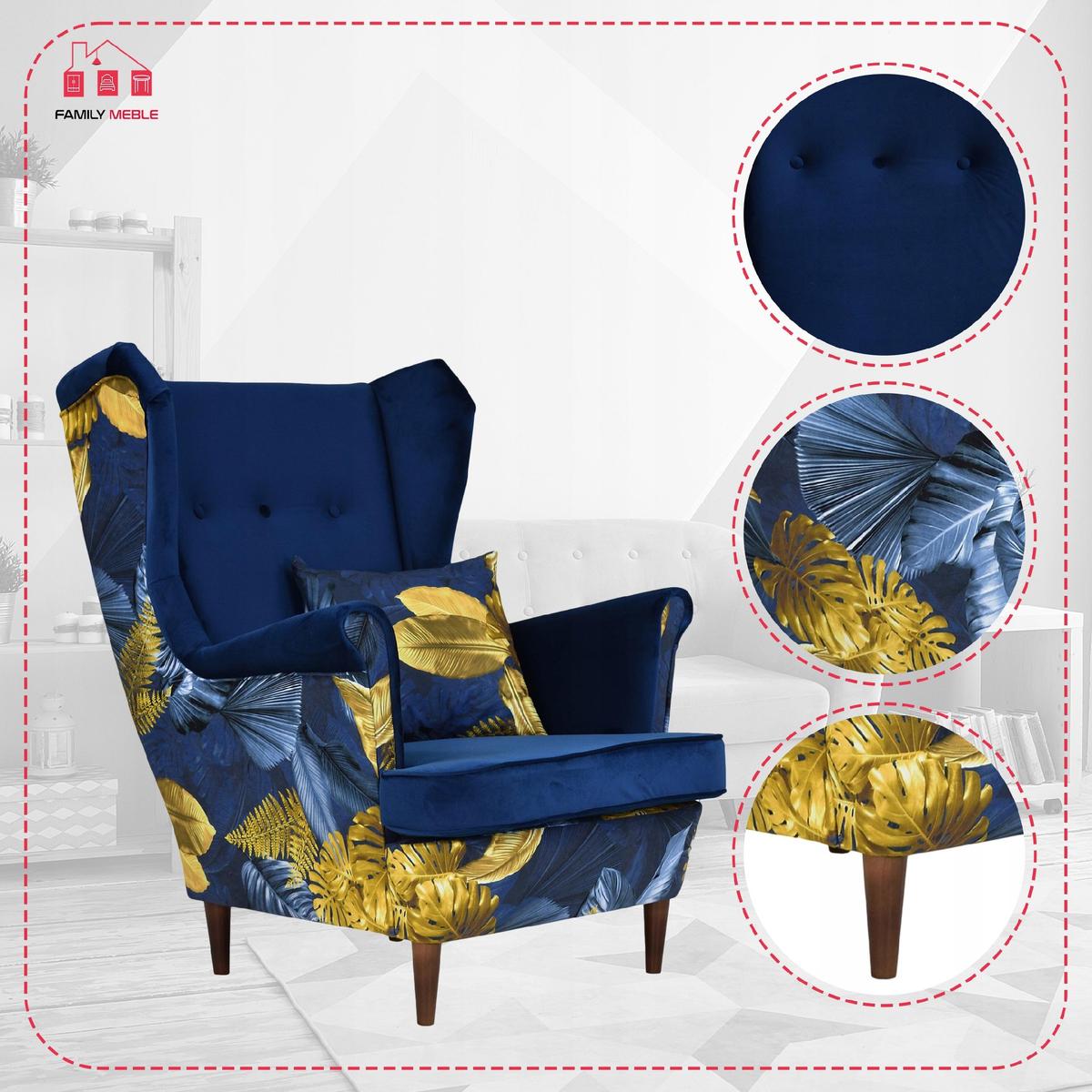 Fotel uszak Ari Print Duo nowoczesny print wzór nr. 4