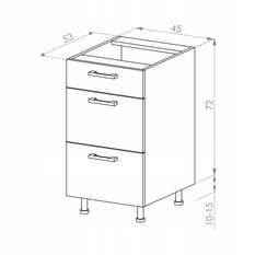 Korpus szafka 51x82x45 cm dolna pod szuflady z akcesoriami biały do kuchni - Miniaturka zdjęcia nr 3