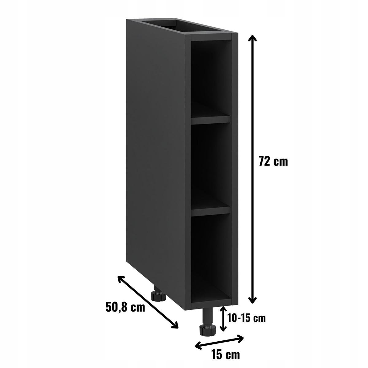 Korpus szafka kuchenna dolna 15x72x50,8 cm z akcesoriami czarny nr. 2