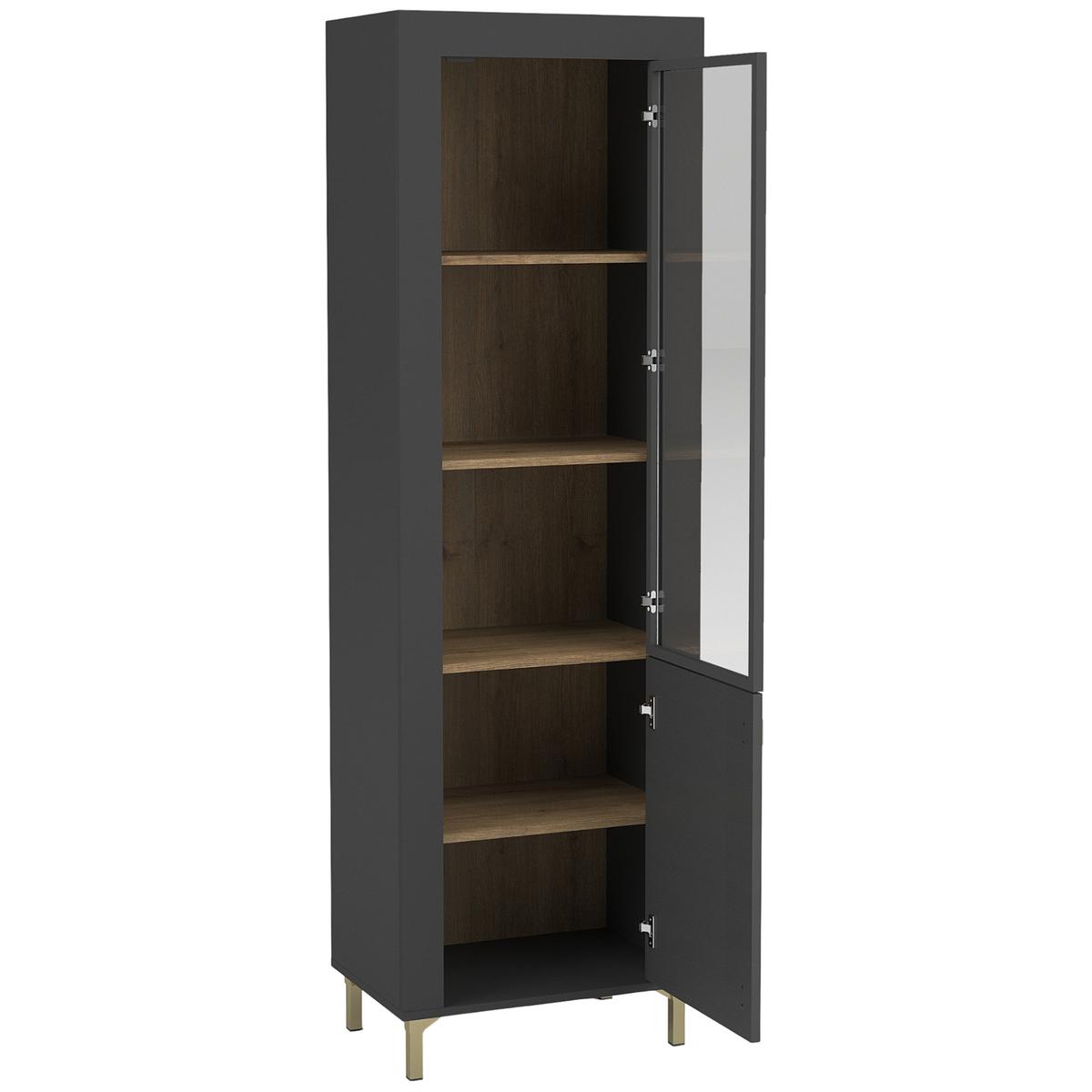 Witryna 60x40x193,6 cm Mossa z dwoma drzwiczkami czarny do salonu nr. 2