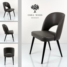 Krzesło tapicerowane KR-5 46x82x45 cm DELUXE eko-skóra 2528 do jadalni grafitowy