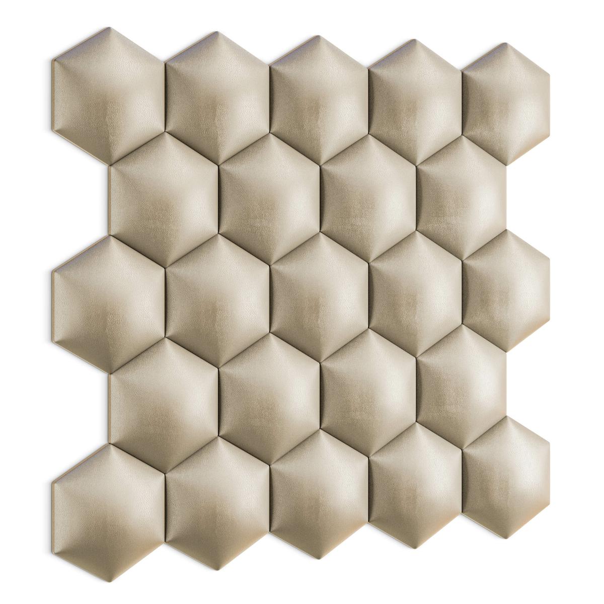 Panele tapicerowane 35x40 cm na ścianę hexagon kremowy  nr. 3