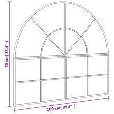 Lustro ścienne, czarne, 100x90 cm, zakończone łukiem, żelazo - Miniaturka zdjęcia nr 7