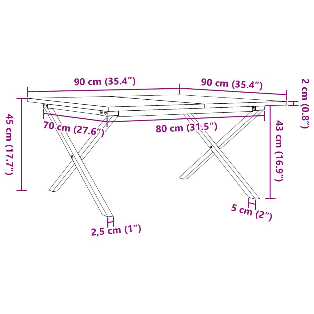 Stolik kawowy 90x90x45 cm nogi w kształcie litery X lite drewno do salonu nr. 10